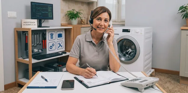 Assistenza Elettrodomestici San Giovanni Roma. Persona che Risponde al Telefono per fissare intervento con tecnico.